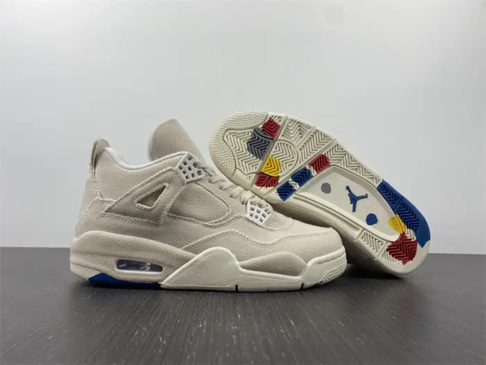 Air Jordan 4 Womens Canvas Sail Cement Grey  AABC1530