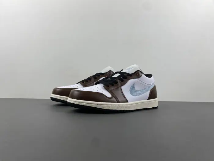 Air Jordan 1 Low SE GS AJ1 Mocha Blue Grey Kids Youth Casual 