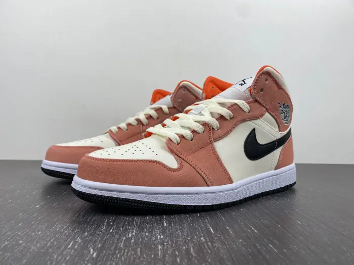 Jordan 1 Mid SE Orange Suede (GS) - 