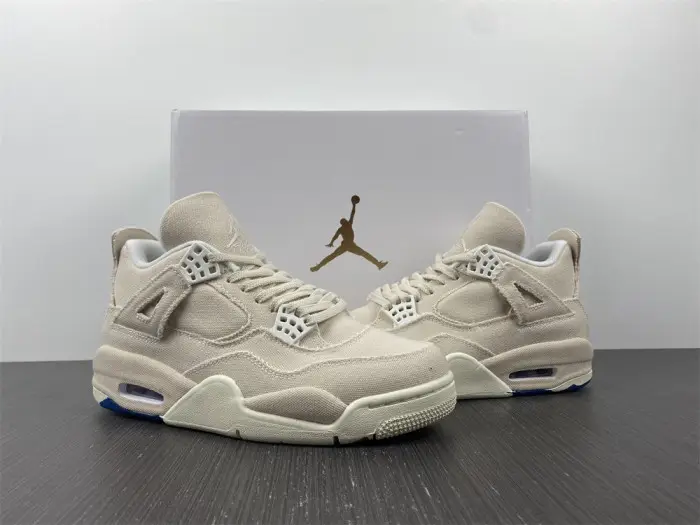 Air Jordan 4 Womens Canvas Sail Cement Grey 