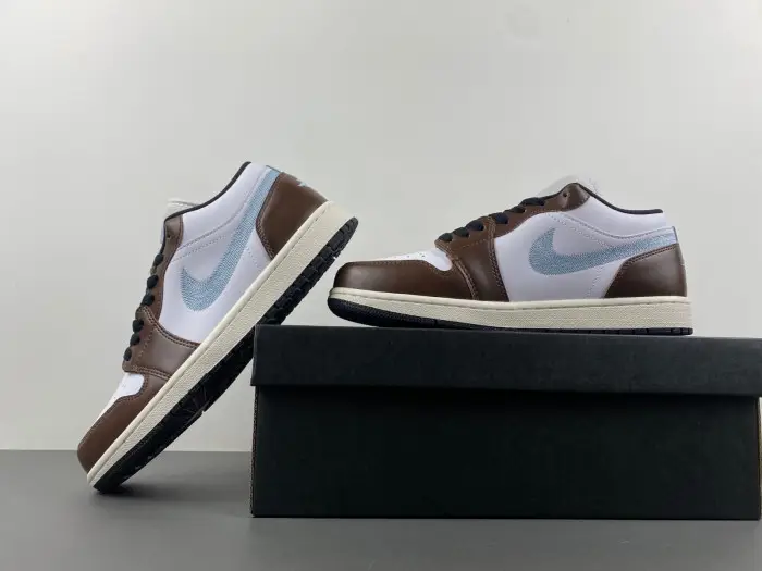 Air Jordan 1 Low SE GS AJ1 Mocha Blue Grey Kids Youth Casual 