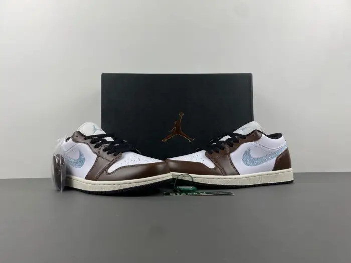 Air Jordan 1 Low SE GS AJ1 Mocha Blue Grey Kids Youth Casual 