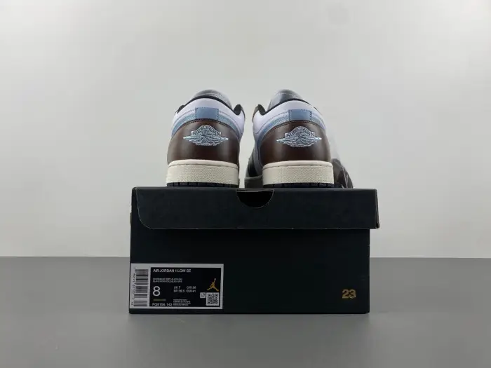 Air Jordan 1 Low SE GS AJ1 Mocha Blue Grey Kids Youth Casual 