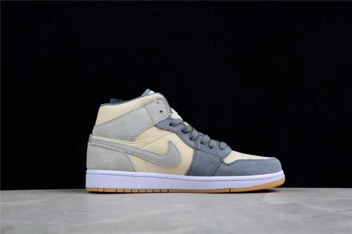 Air Jordan 1 Mid GS Grey Cream Suede  CBBF267