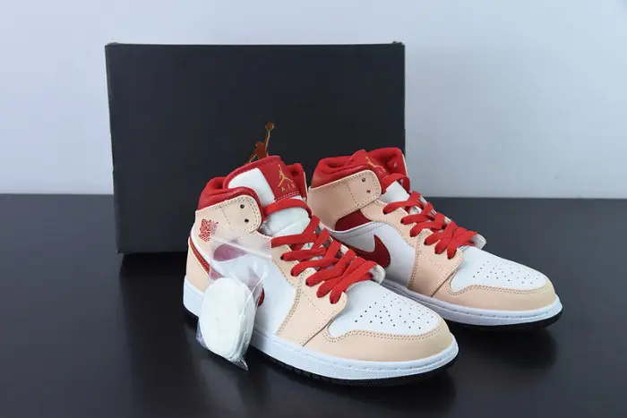 Jordan 1 Mid Light Curry Cardinal (GS) - 