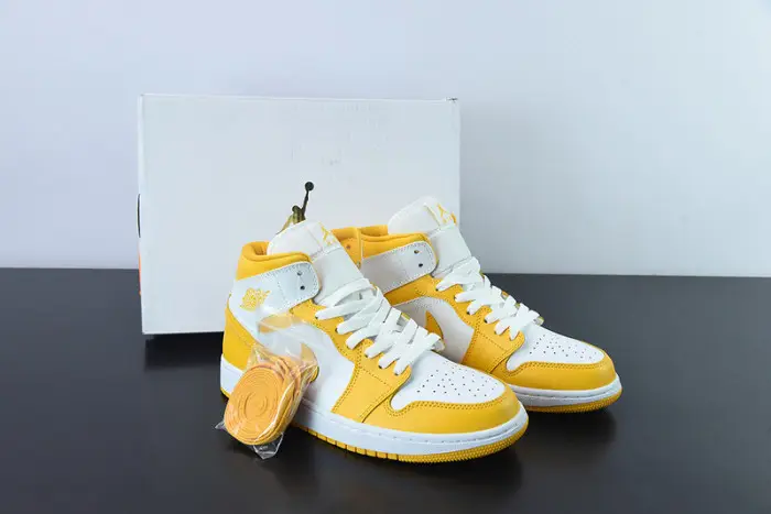 Jordan 1 Mid White University Gold (Women's) - 