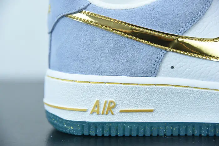 Nike Air Force 1 07 AN20 White Psychic Blue Metallic Gold 