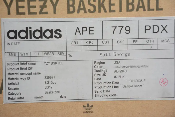 Adidas Yeezy Basketball Quantum Sample – EG 