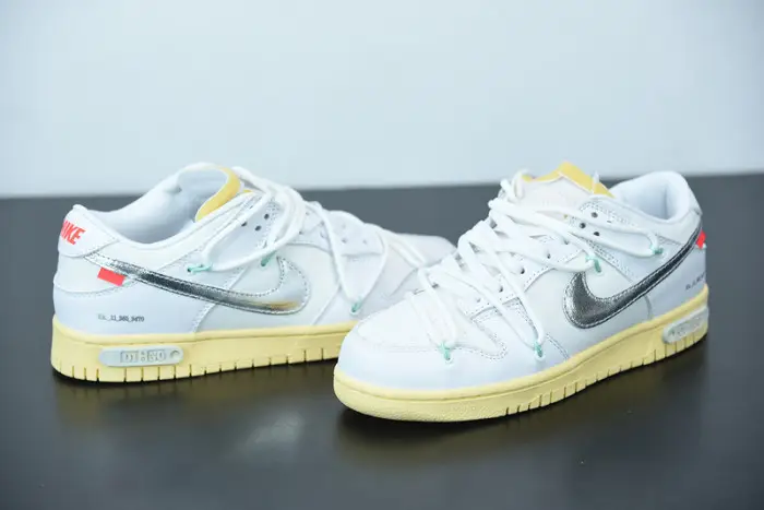 OFW Nike Dunk Low 01 Of 50 OW White Metallic Silver 