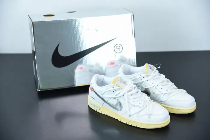 OFW Nike Dunk Low 01 Of 50 OW White Metallic Silver 