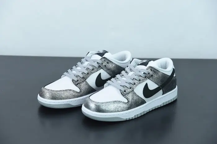 Nike Dunk Low Features Silver Cracked Leather 