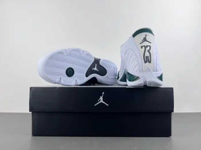 Air Jordan 14 Retro White Forest Green 