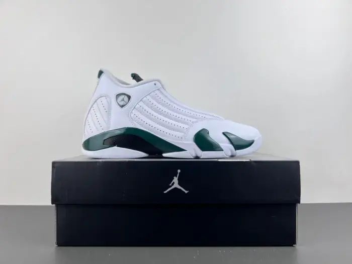 Air Jordan 14 Retro White Forest Green 