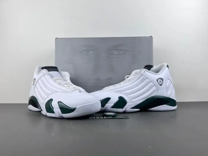 Air Jordan 14 Retro White Forest Green 