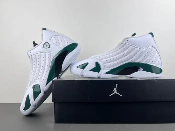 Air Jordan 14 Retro White Forest Green 